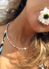 Boho Necklace,Seed Bead Choker, Black and White Crystal